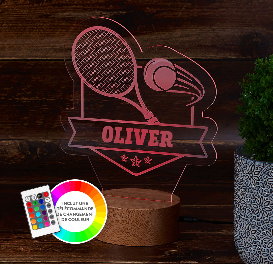 Panneau à DEL personnalisé en bois - Tennis