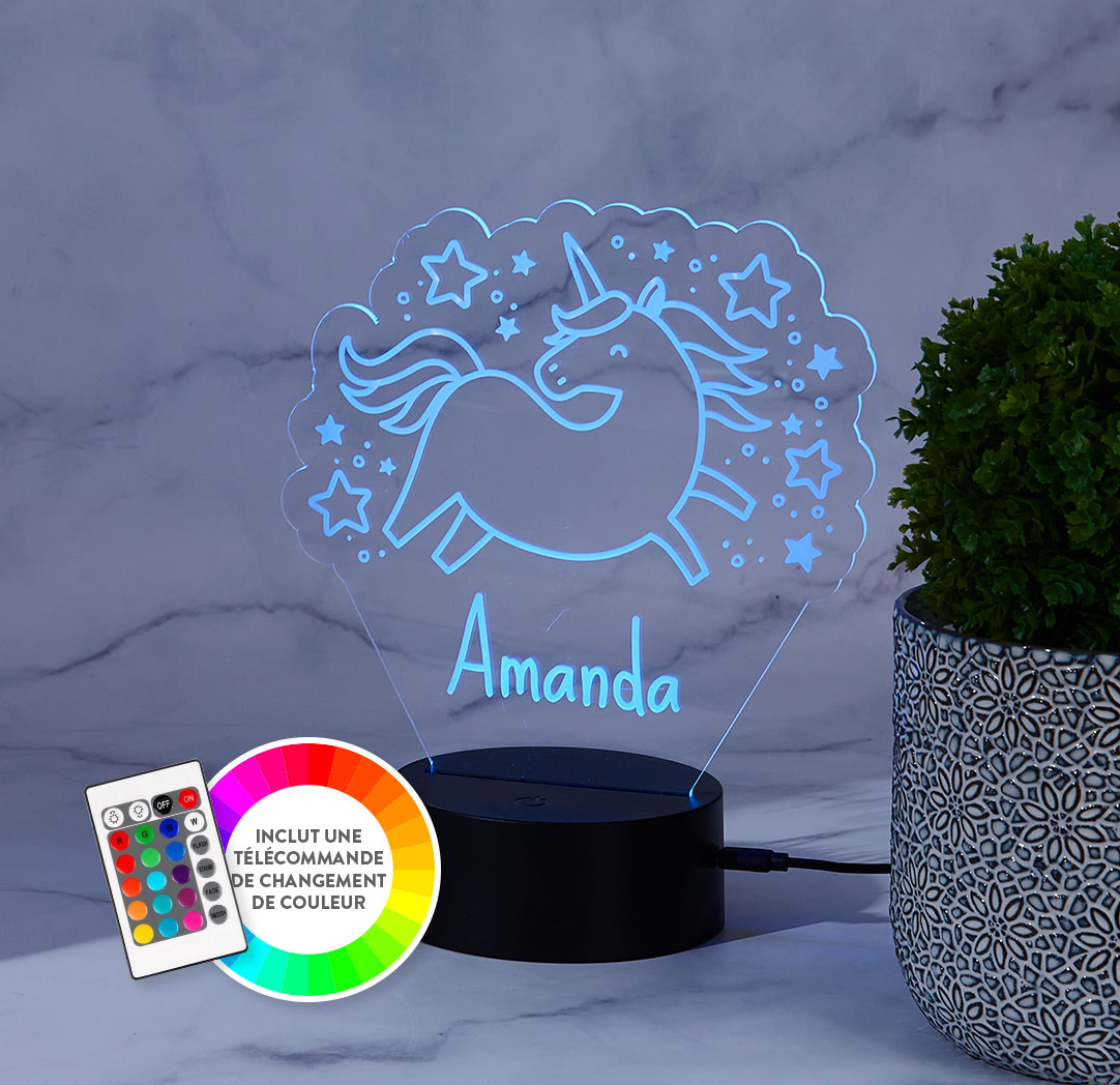 Panneau à DEL personnalisé noir - Unicorne