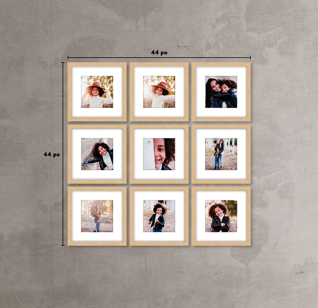 8 x 8 po en bois - Ensemble de 9