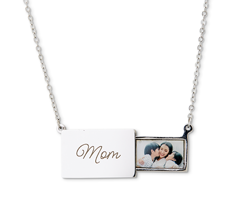 Pull-Out Photo Necklace - Silver Colour