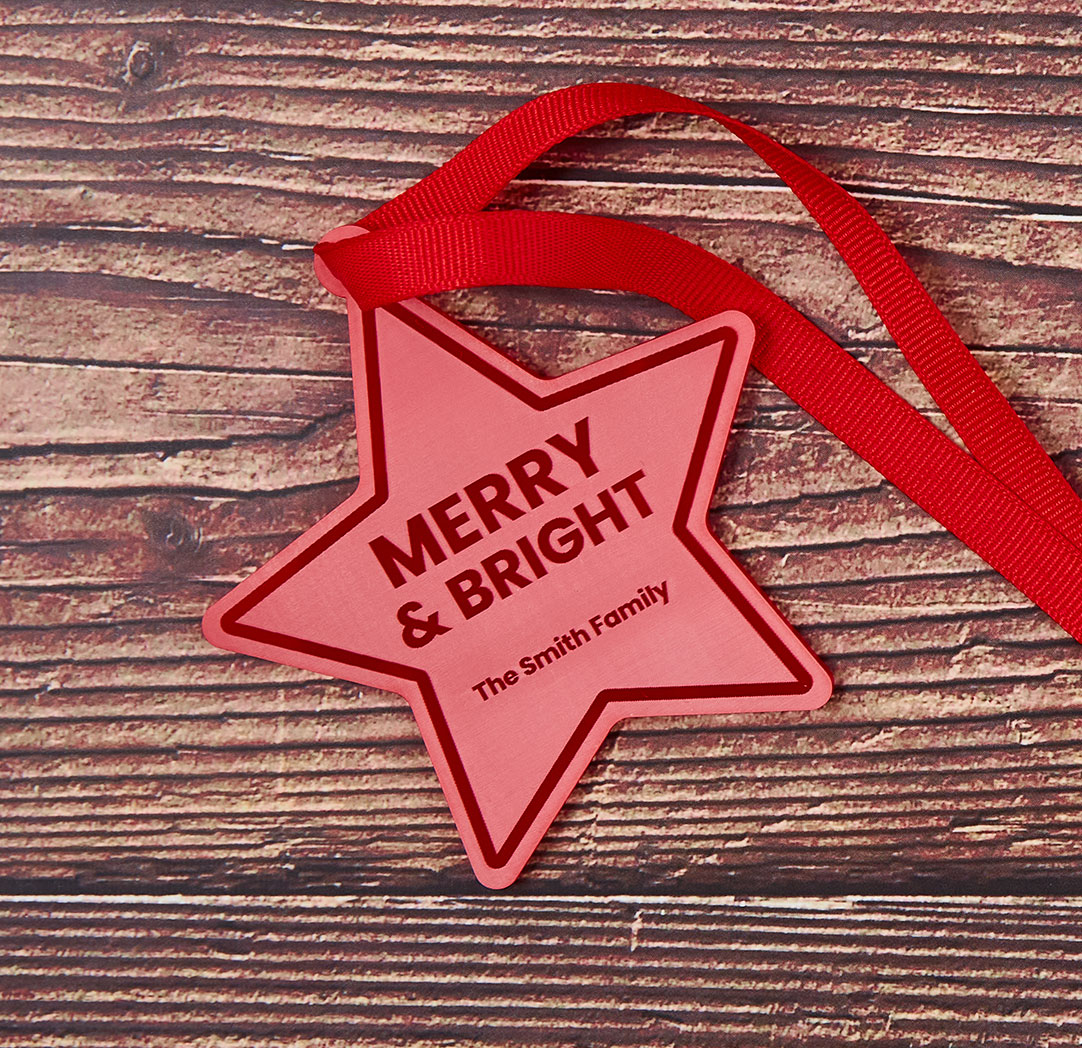 Red Engraved Star Ornament