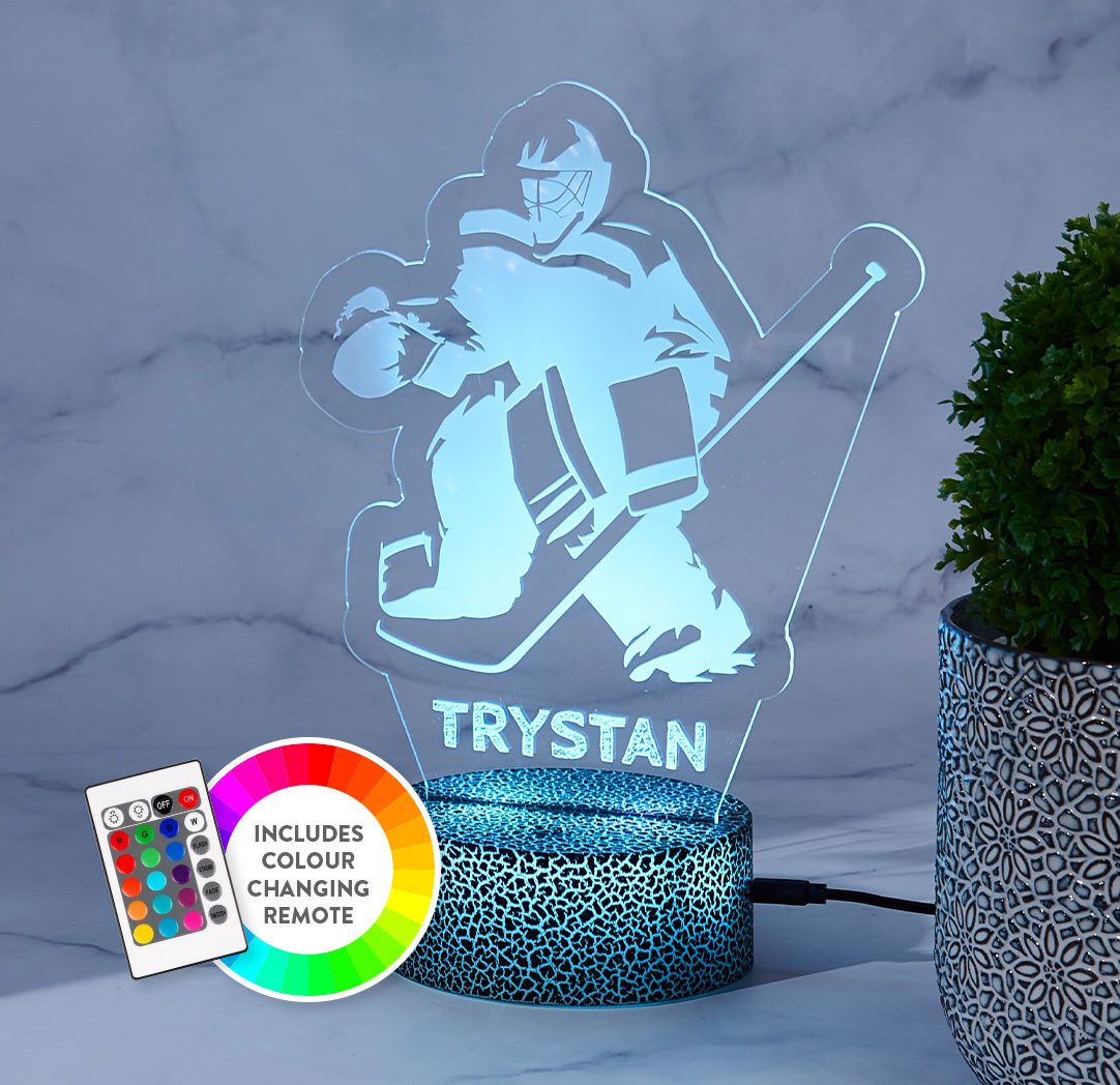 Personalized Cracked Black LED Sign - Hockey Goalie