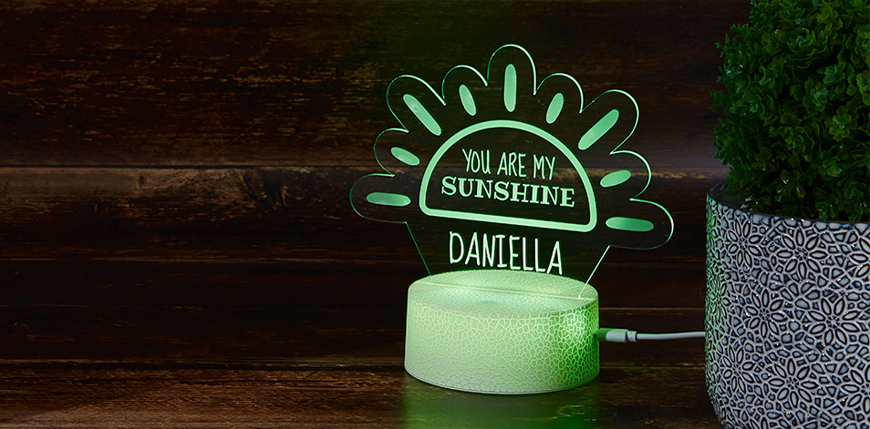 Panneau à DEL personnalisé blanc craquelé  - Soleil