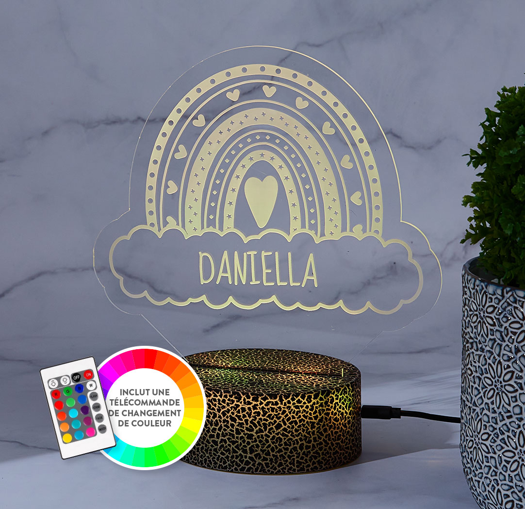 Panneau à DEL personnalisé noir craquelé - Arc-en-ciel