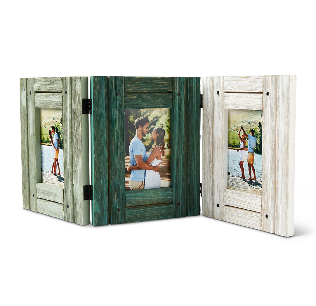 Cadre pliant en bois vert et blanc 4 x 6 po (3)