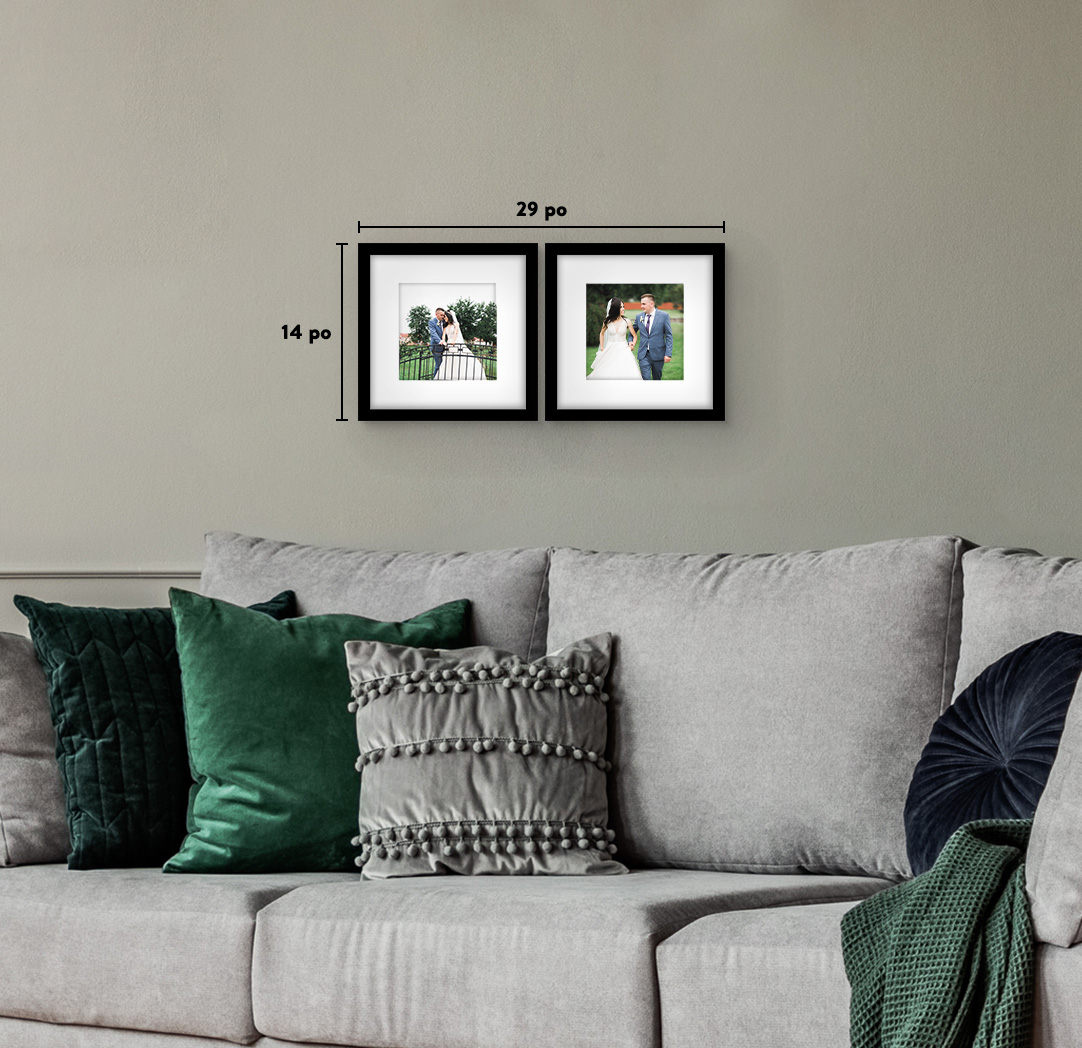 8 x 8 po noir - Ensemble de 2