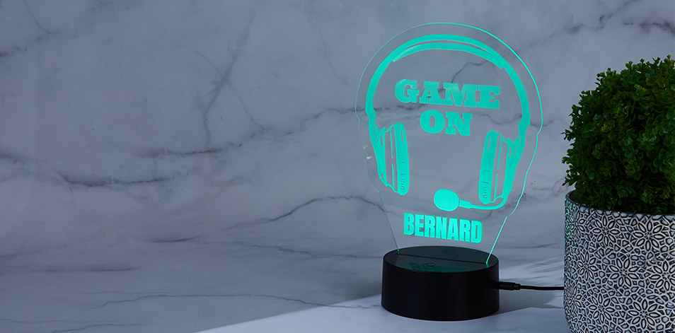 Panneau à DEL personnalisé noir - Casque de jeu