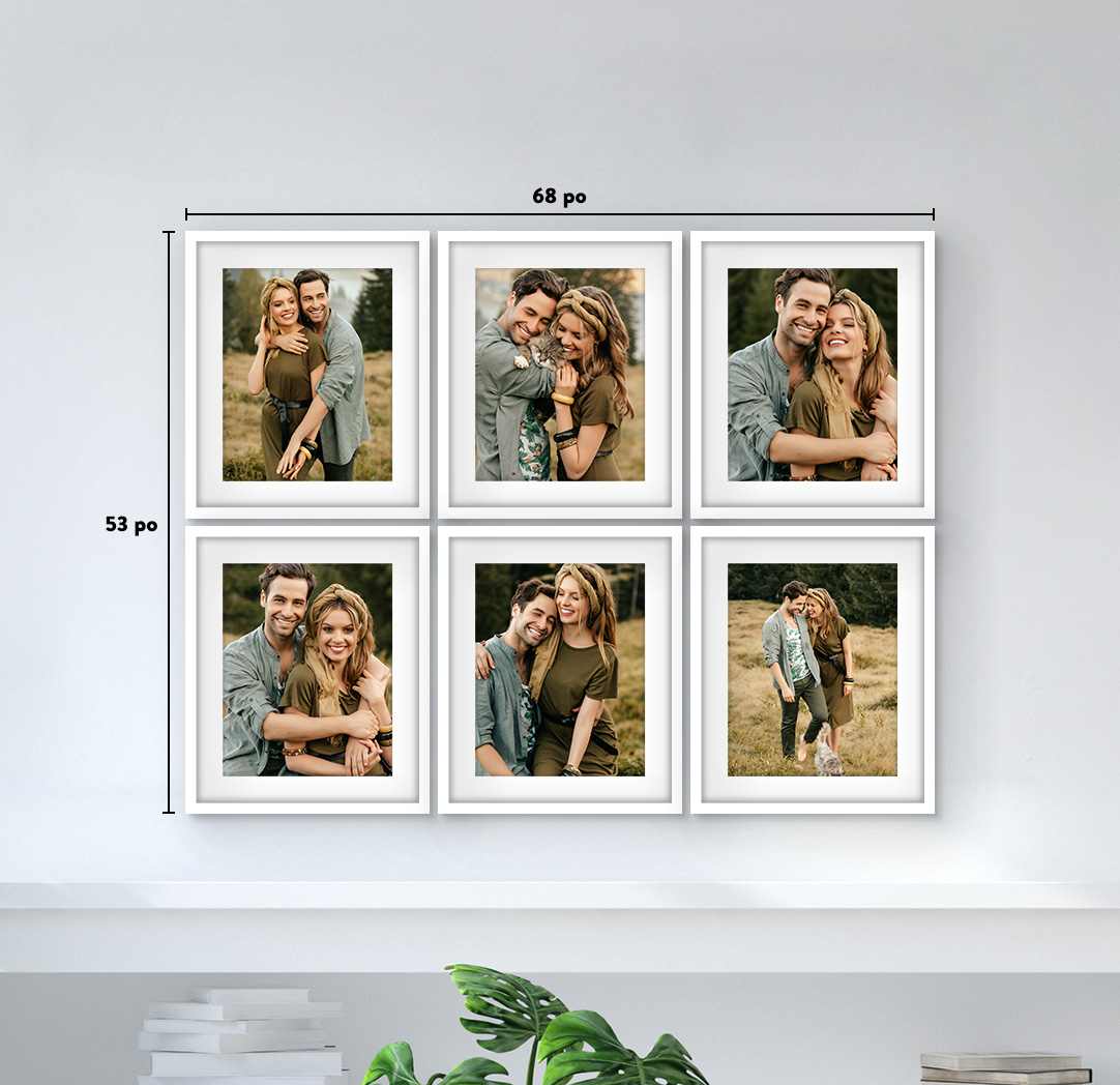 16 x 20 po blanc - Ensemble de 6