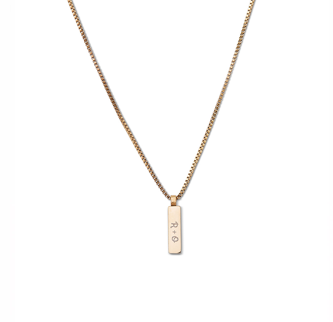 Bar Pendant Box Chain Necklace - Gold Colour
