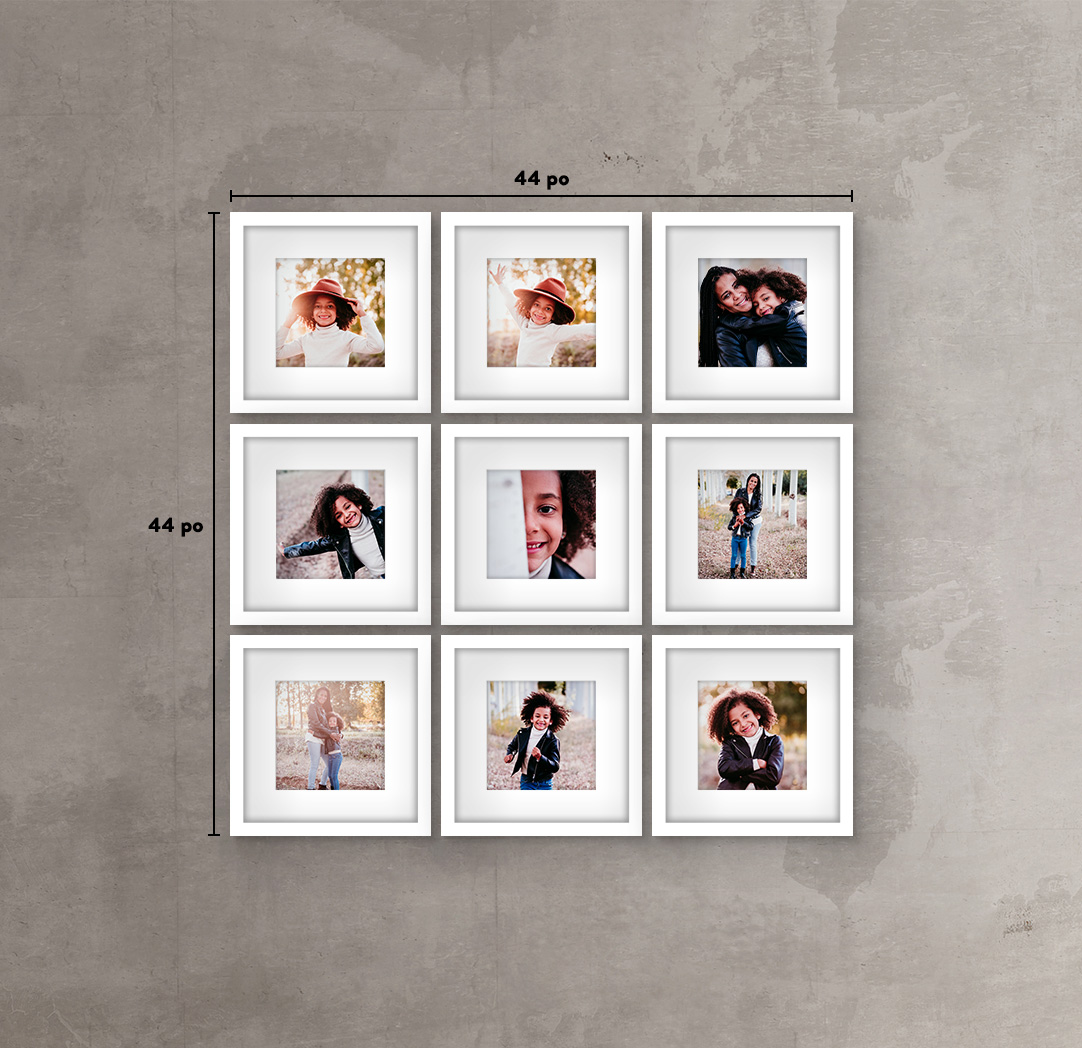 8 x 8 po blanc - Ensemble de 9