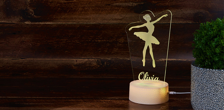 Panneau à DEL personnalisé blanc craquelé - Ballerine