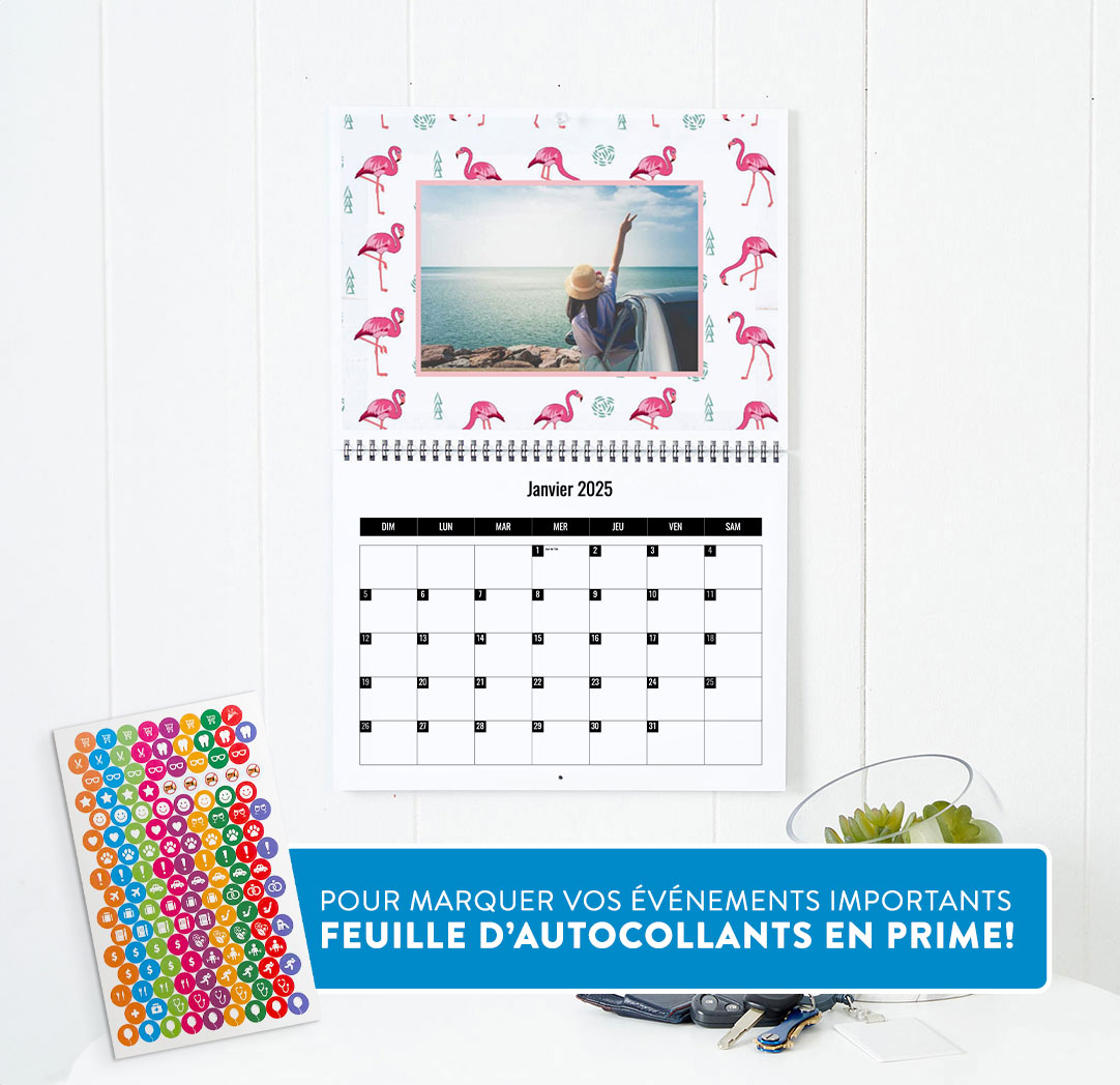 Calendrier mural de 9 x 12 pouces avec emojis