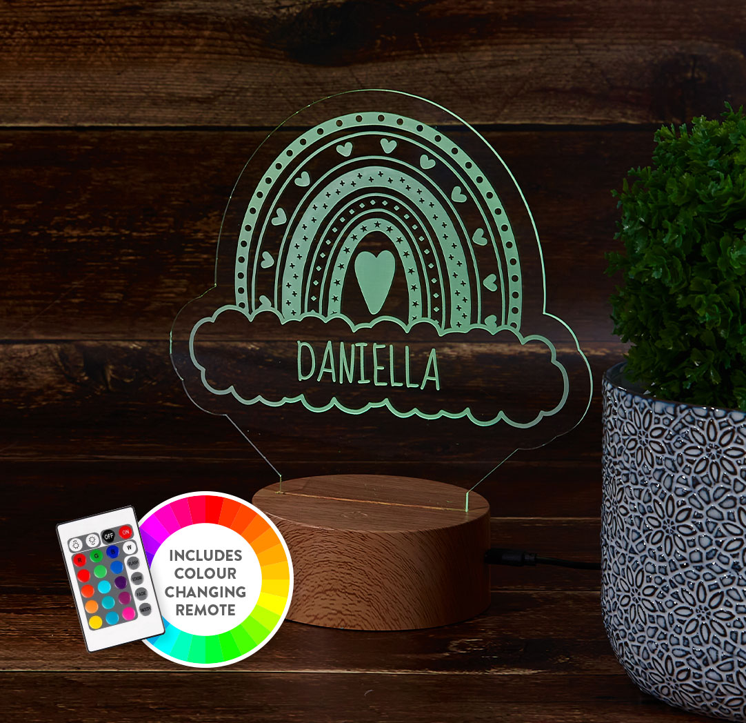 Personalized Wood LED Sign - Rainbow
