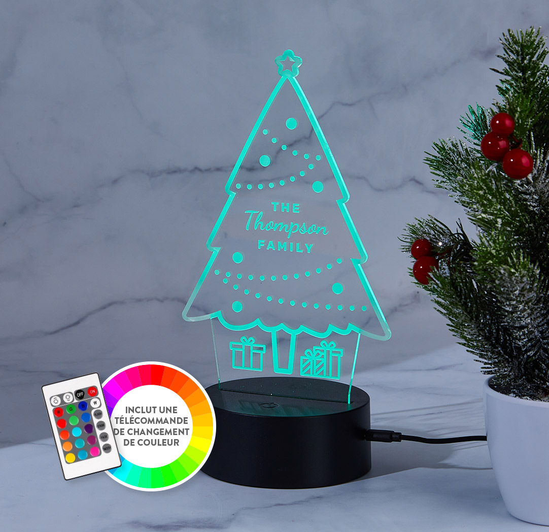Panneau à DEL personnalisé noir - Arbre de Noël