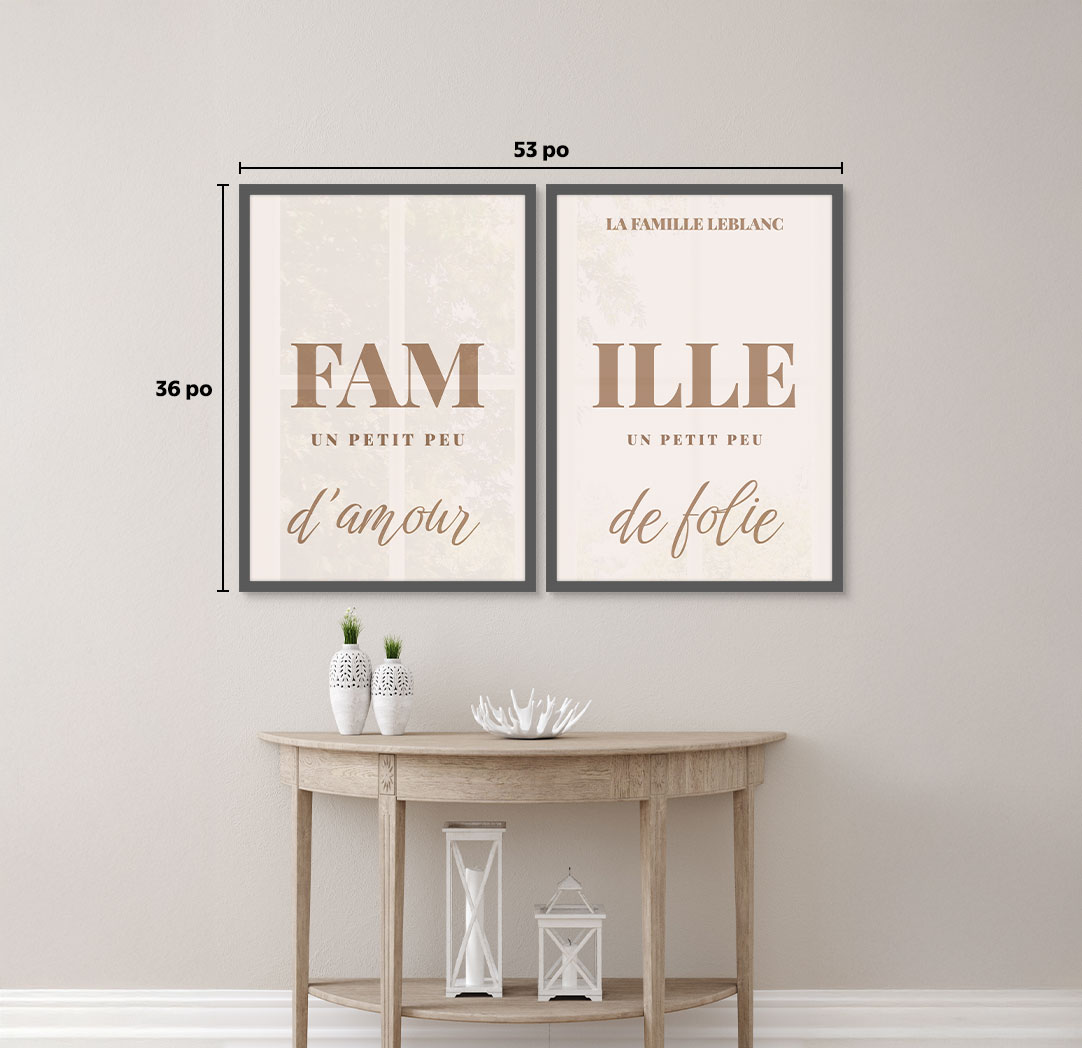 Ensemble de 2 - thématique de 20 x 30 po, cadres gris