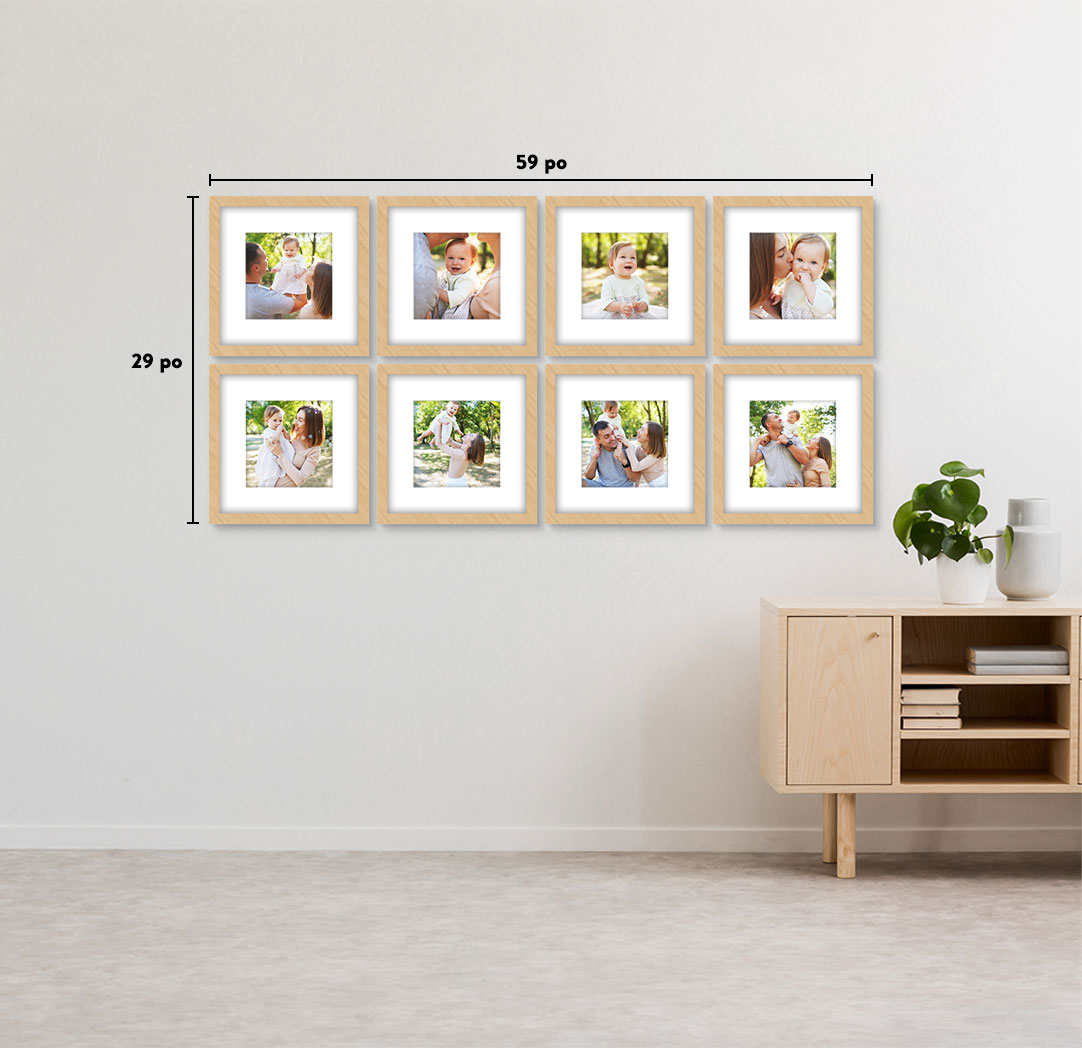 8 x 8 po en bois - Ensemble de 8