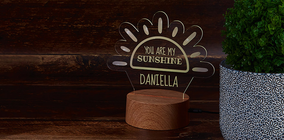 Panneau à DEL personnalisé en bois - Soleil