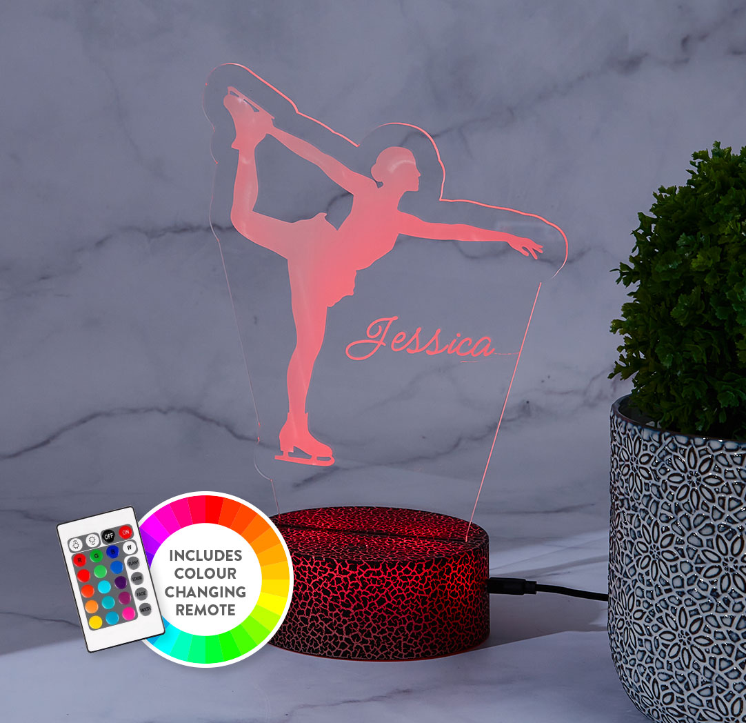 Personalized Cracked Black LED Sign - Ice Skater