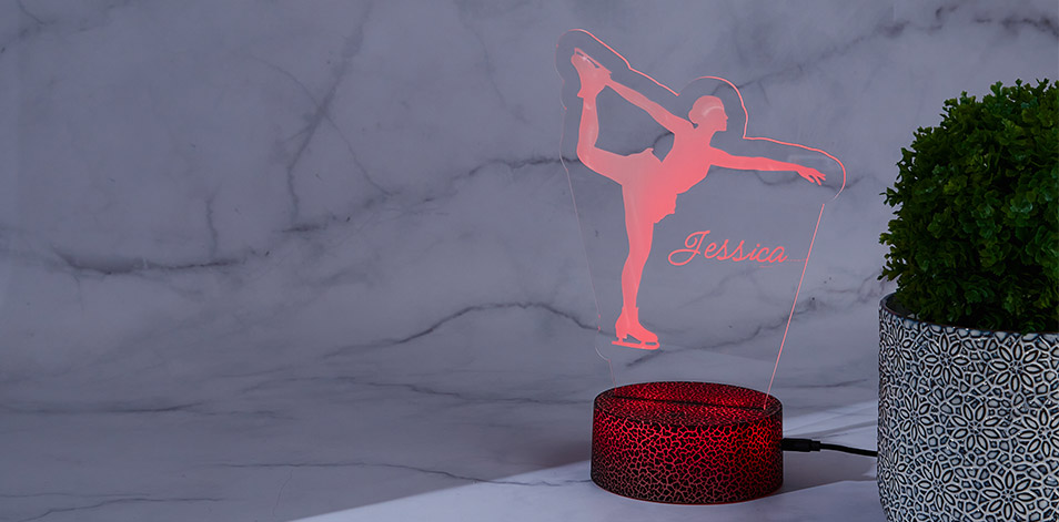 Panneau à DEL personnalisé noir craquelé - Patineur