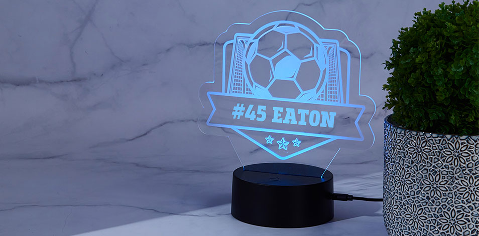 Personalized Black LED Sign - Soccer