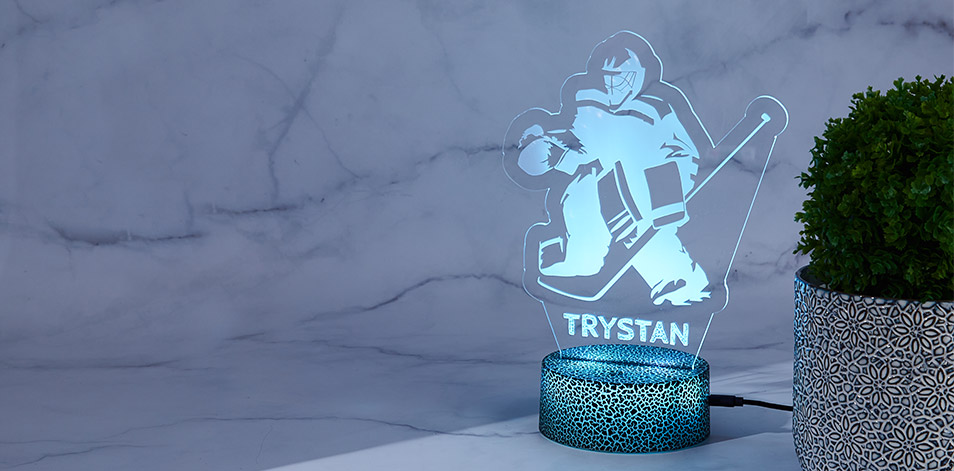 Personalized Cracked Black LED Sign - Hockey Goalie