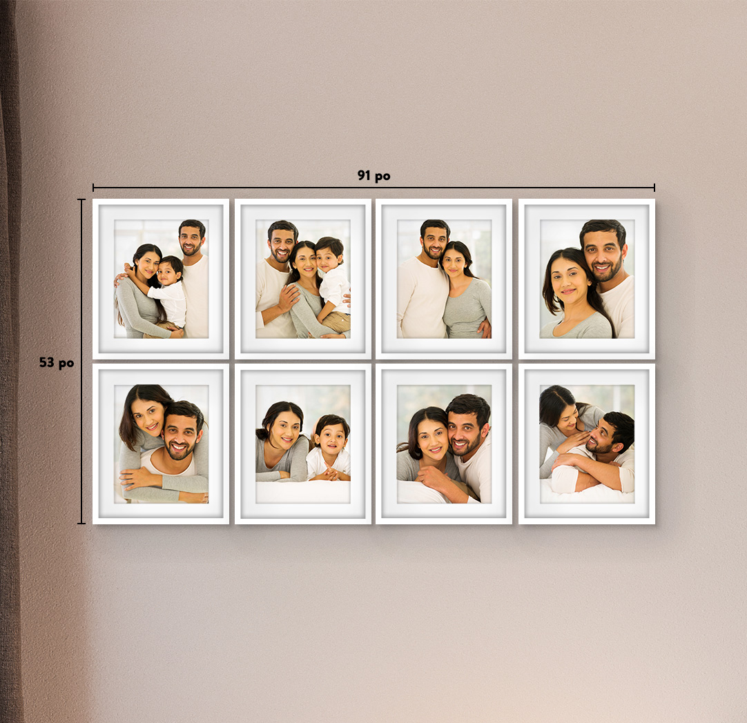 16 x 20 po blanc - Ensemble de 8