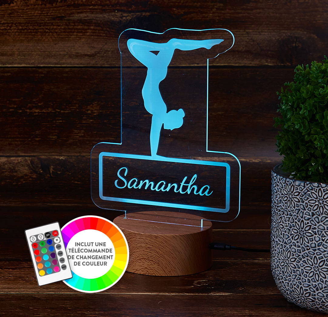 Panneau à DEL personnalisé en bois - Yoga