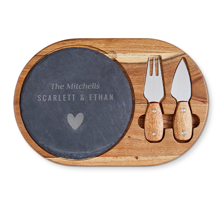 Personalized Wood & Slate Cheese Set