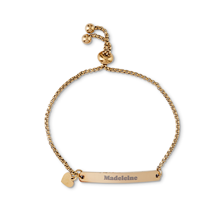 Heart Charm Adjustable Bracelet - Gold Colour