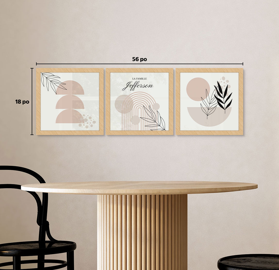 Ensemble de 3 - thématique de 12 x 12 po, cadres bois