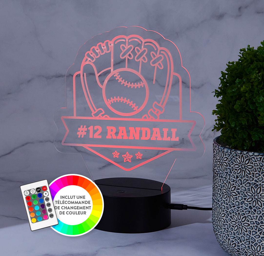 Panneau à DEL personnalisé noir - Baseball