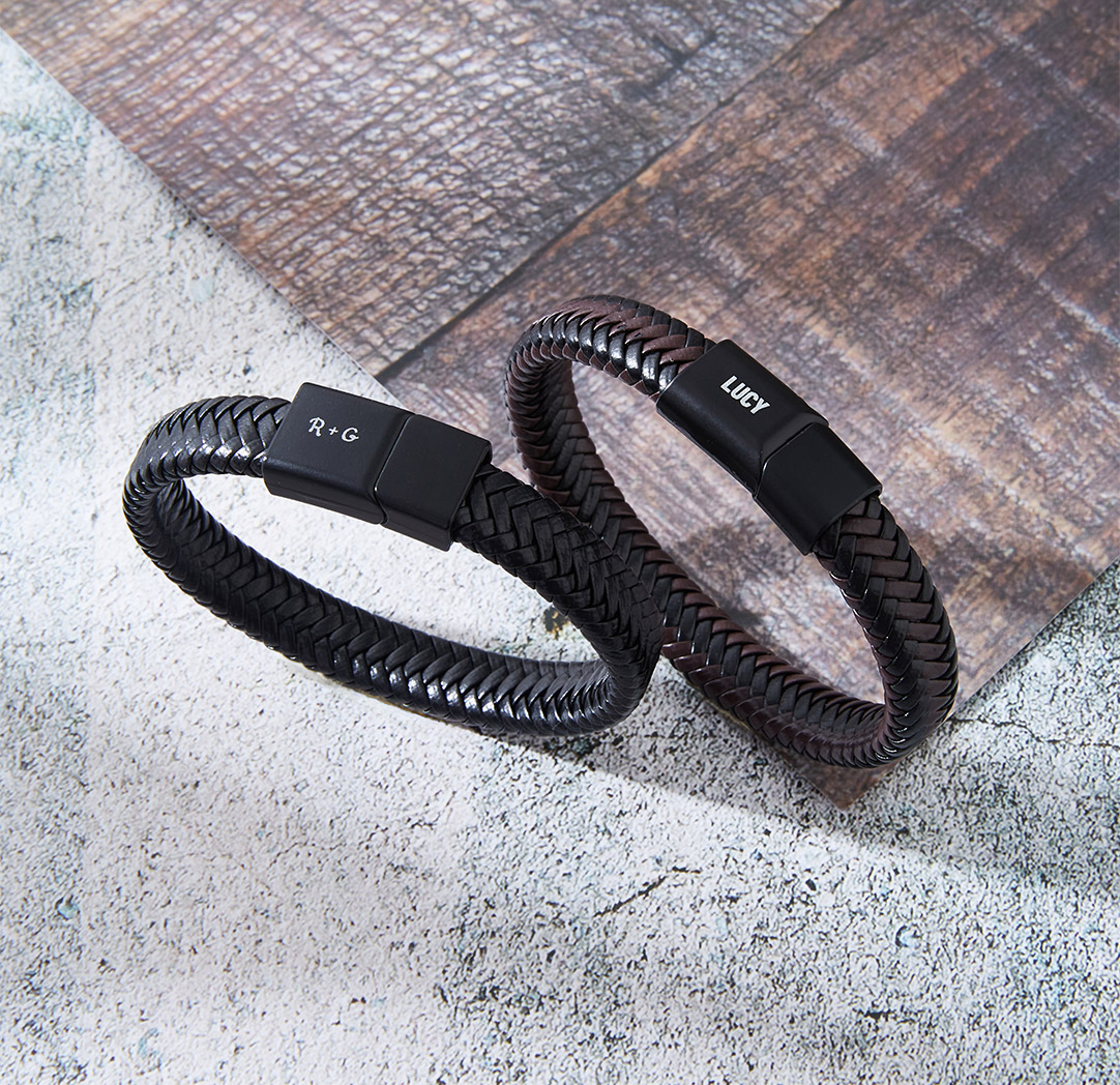 Brown Braided Leather Bracelet