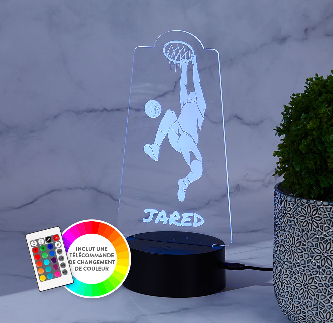 Panneau à DEL personnalisé noir - Joueur de basketball