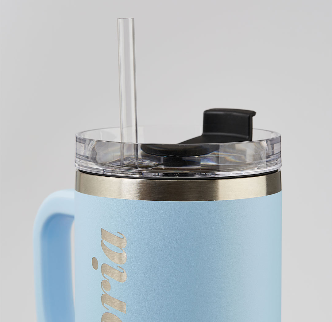 Gobelet de voyage personnalisé bleu clair de 40 oz