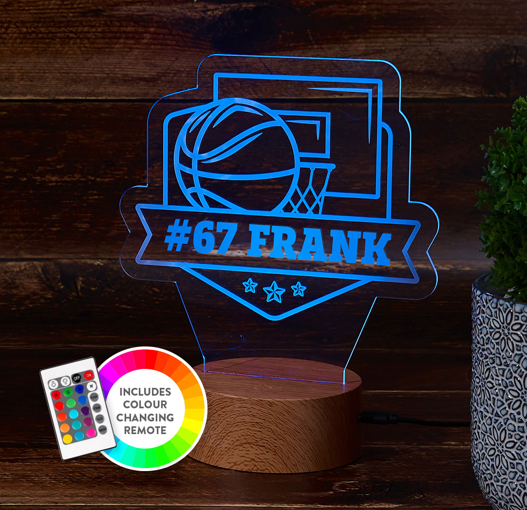 Personalized Wood LED Sign - Basketball
