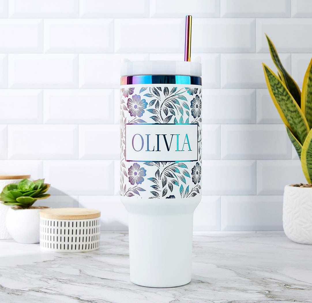 Gobelet métallique personnalisé blanc de 40 oz