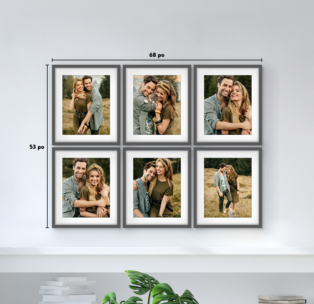 16 x 20 po gris - Ensemble de 6