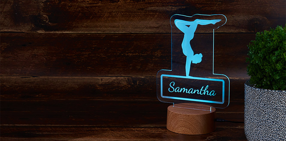 Panneau à DEL personnalisé en bois - Yoga