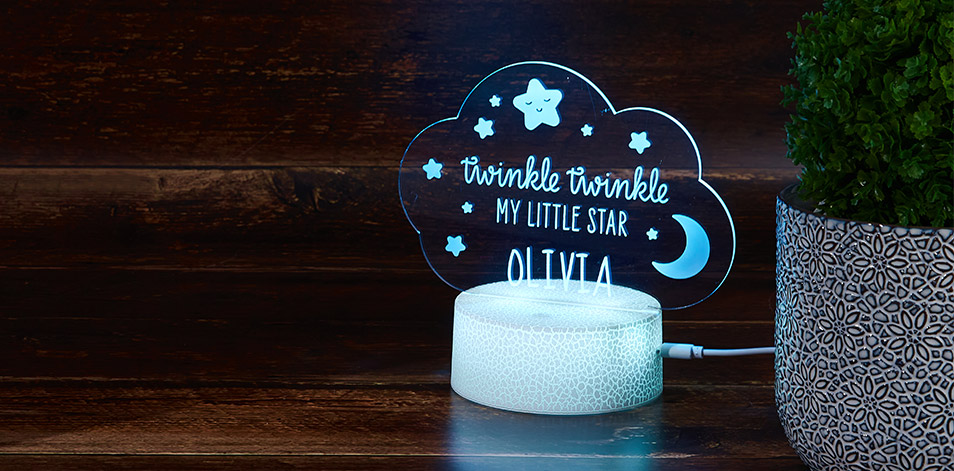 Panneau à DEL personnalisé blanc craquelé - Twinkle, Twinkle