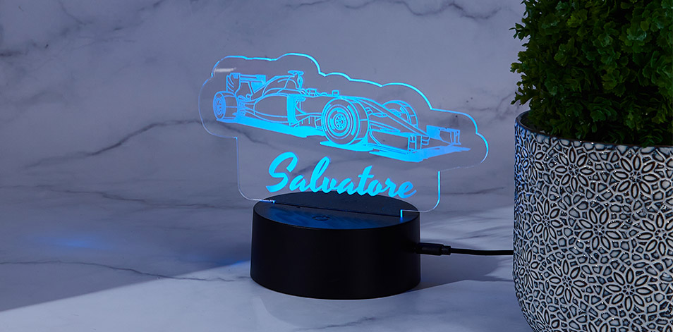 Panneau à DEL personnalisé noir - Voiture de course