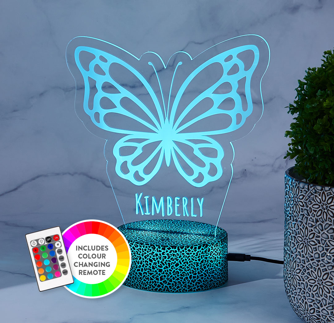 Personalized Cracked Black LED Sign - Butterfly