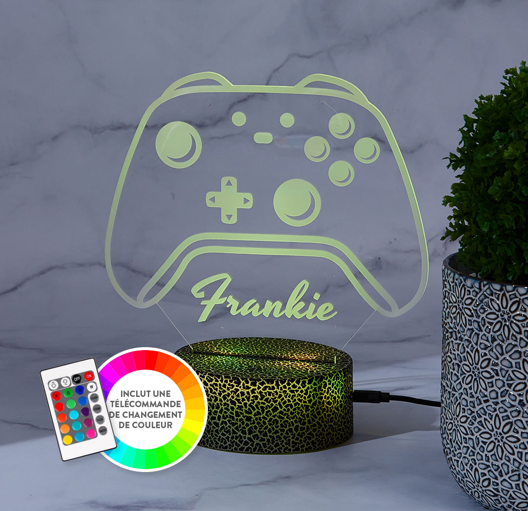 Panneau à DEL personnalisé noir craquelé - Manette de jeu