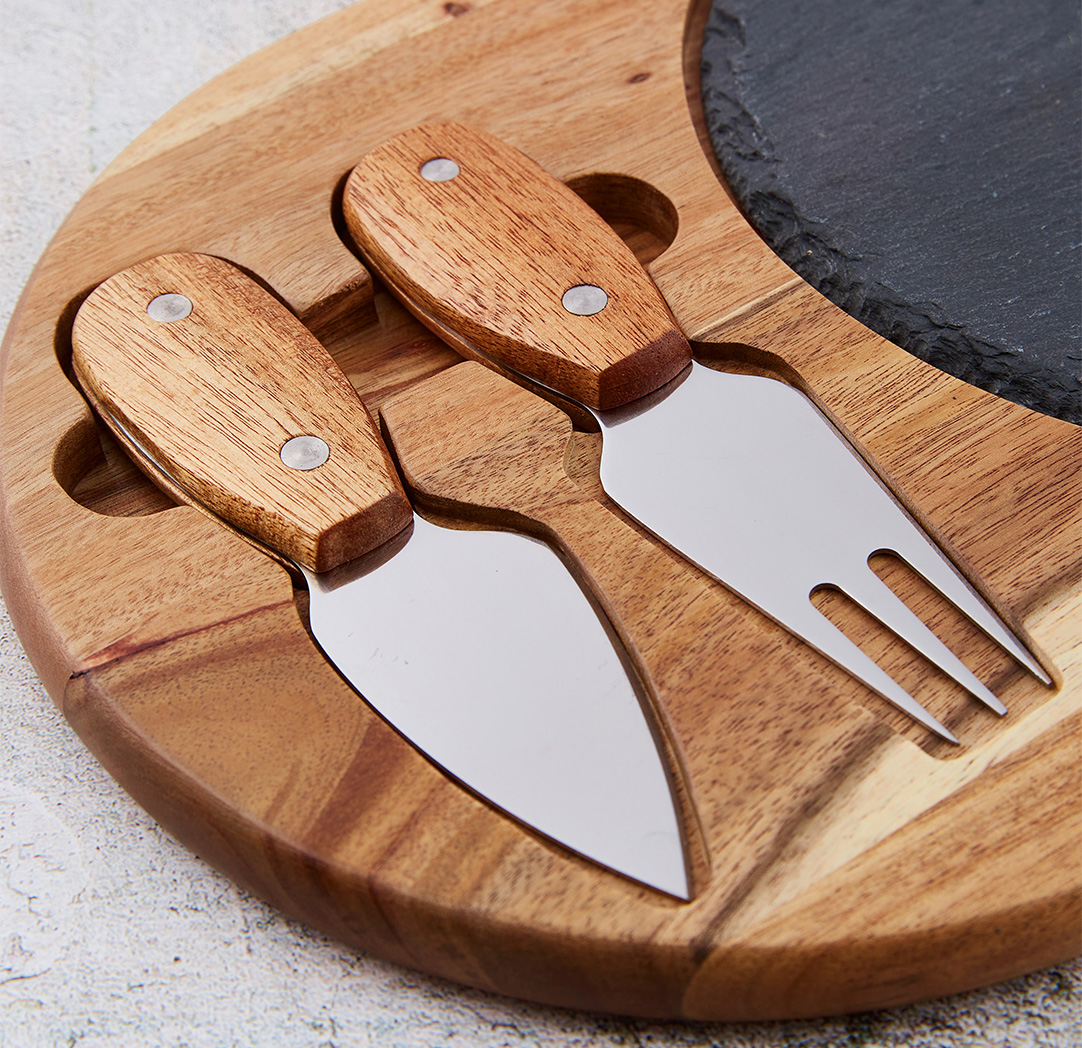 Personalized Wood & Slate Cheese Set