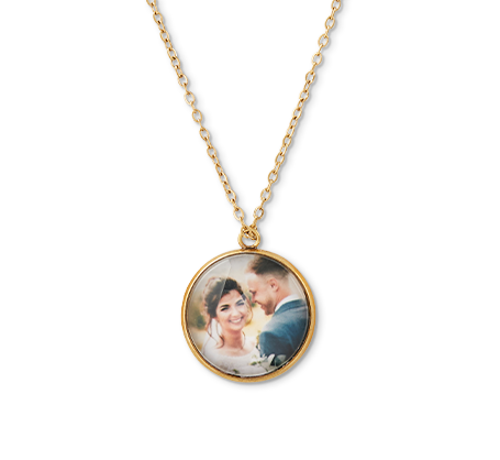 Dome Pendant Photo Necklace - Gold Colour