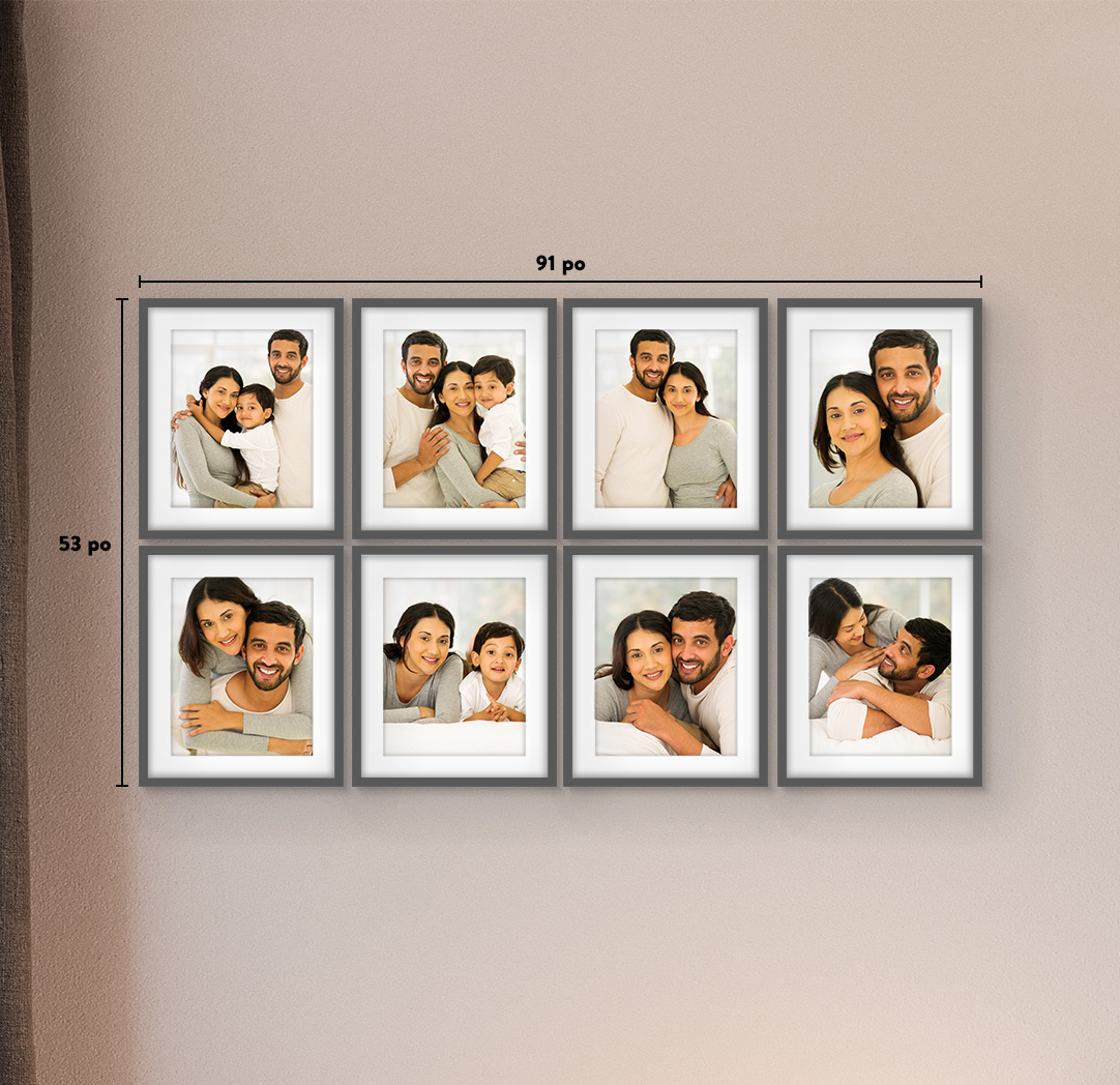 16 x 20 po gris - Ensemble de 8