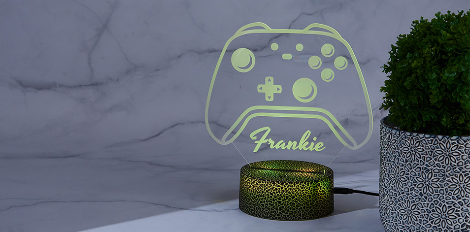 Panneau à DEL personnalisé noir craquelé - Manette de jeu