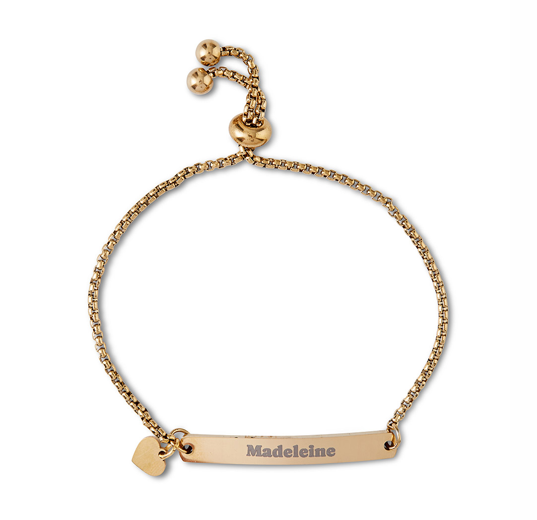 Bracelet ajustable à breloque en forme de cœur - couleur or