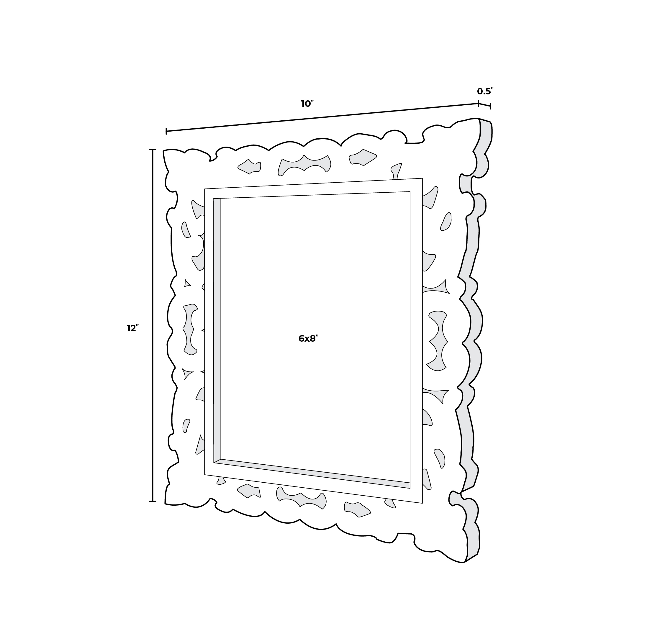 6x8 White Wash Ornate Wood Frame
