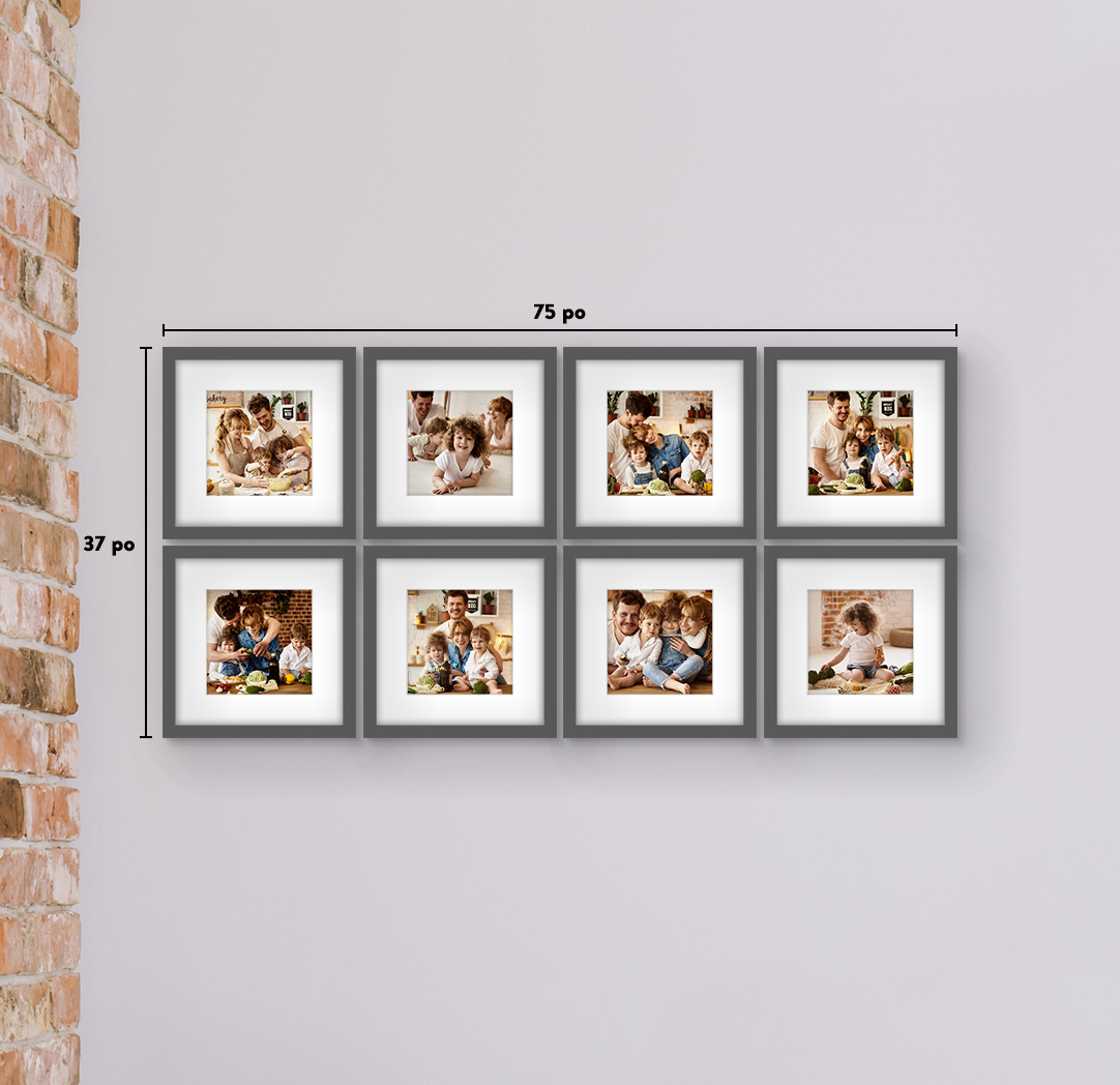 12 x 12 po gris - Ensemble de 8