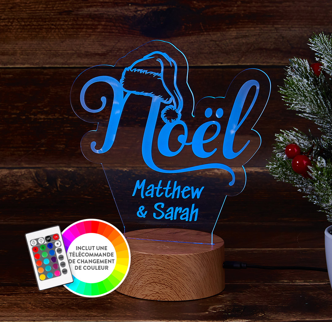 Panneau à DEL personnalisé en bois - Noël